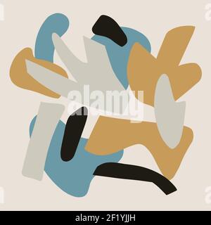 Composizioni contemporanee con forme geometriche e botaniche. Decorazioni astratte in stile boho. Illustrazione vettoriale Illustrazione Vettoriale