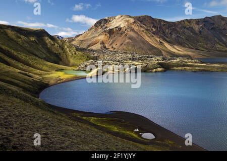 Lago Frostastadavatn, Parco Nazionale di Fjallabak, vicino a Landmannalaugar, Islanda, Europa Foto Stock