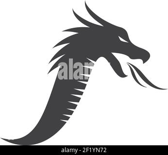 Immagine dell'icona vettoriale del modello del logo della testa del drago Illustrazione Vettoriale