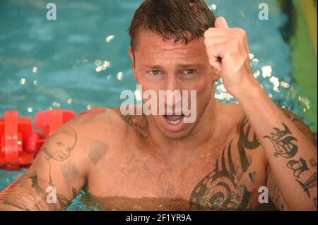 Frederik Bousquet (fra) compete su 50 m Butterfly durante il Meeting Marseille 2015, FFN Golden Tour, in Francia, dal 13 al 15 marzo 2015. Foto Stephane Kempinaire / KMSP / DPPI Foto Stock