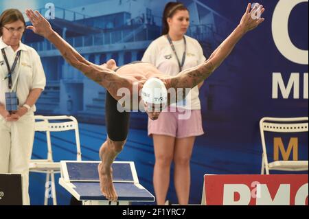 Frederik Bousquet (fra) compete su 50 m Butterfly durante il Meeting Marseille 2015, FFN Golden Tour, in Francia, dal 13 al 15 marzo 2015. Foto Stephane Kempinaire / KMSP / DPPI Foto Stock