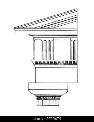 incisione ottocentesca di antichi elementi architettonici. Pubblicato in Systematischer Bilder-Atlas zum Conversations-Lexikon, Ikonographische Encyklop Foto Stock