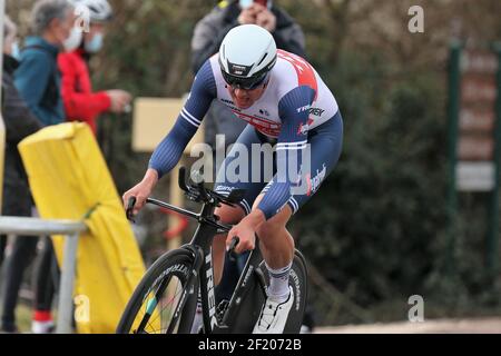 PEDERSEN Mads of Trek - Segafredo durante la Parigi-Nizza 2021, gara ciclistica fase 3, Time Trial, Gien - Gien (14,4 km) a Gien, Francia, 9 marzo 2021. Foto di Laurent Lairys/ABACAPRESS.COM Foto Stock