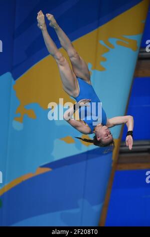 Laura Marino (fra) compete sulla Semifinale femminile della piattaforma da 10 m durante il 16° Campionato del mondo Fina 2015, a Kazan, Russia, Day 6, il 29 luglio, 2015 - Foto Stephane Kempinaire / KMSP / DPPI Foto Stock