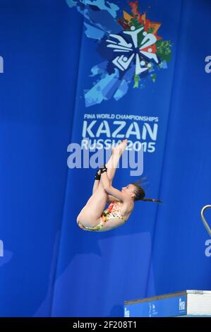 Laura Marino (fra) compete il 2015 luglio sulla piattaforma femminile 10m preliminare durante il 16° Campionato Mondiale Fina 29, a Kazan, Russia, Day 6, 2015 - Foto Stephane Kempinaire / KMSP / DPPI Foto Stock