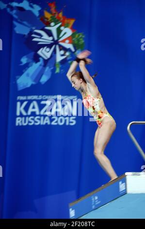 Laura Marino (fra) compete il 2015 luglio sulla piattaforma femminile 10m preliminare durante il 16° Campionato Mondiale Fina 29, a Kazan, Russia, Day 6, 2015 - Foto Stephane Kempinaire / KMSP / DPPI Foto Stock