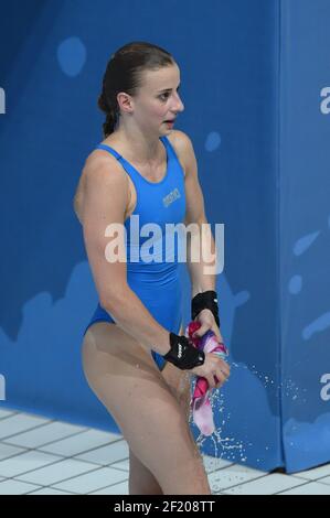 Laura Marino (fra) compete sulla Semifinale femminile della piattaforma da 10 m durante il 16° Campionato del mondo Fina 2015, a Kazan, Russia, Day 6, il 29 luglio, 2015 - Foto Stephane Kempinaire / KMSP / DPPI Foto Stock