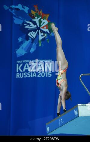 Laura Marino (fra) compete il 2015 luglio sulla piattaforma femminile 10m preliminare durante il 16° Campionato Mondiale Fina 29, a Kazan, Russia, Day 6, 2015 - Foto Stephane Kempinaire / KMSP / DPPI Foto Stock