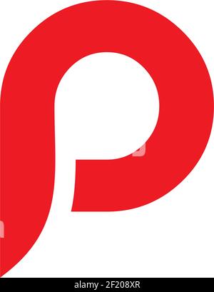 Modello vettoriale di progettazione iniziale del logo della lettera P rossa moderna Illustrazione Vettoriale