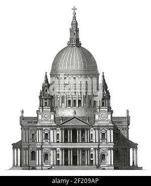 Incisione del XIX secolo della Cattedrale di San Paolo a Londra, Inghilterra. Pubblicato in Systematischer Bilder-Atlas zum Conversations-Lexikon, Ikonographische Foto Stock