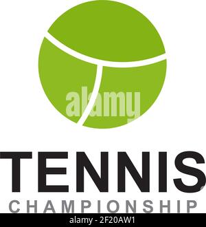 modello vettoriale di disegno del logo della palla da tennis verde Illustrazione Vettoriale