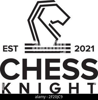 Logo Chess Knight con modello monolino Illustrazione Vettoriale