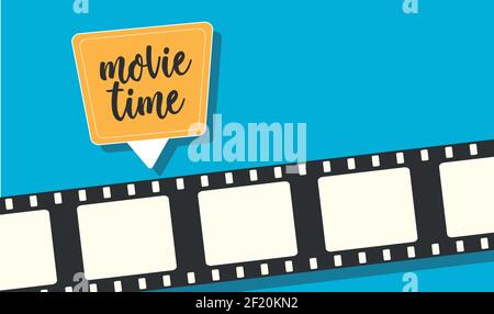 Banner tempo filmato per i progetti cinematografici. Concetto di Home Cinema. Serata di film Illustrazione Vettoriale