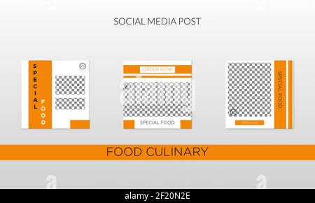 Food and Culinary Post Template Social Media Banners for Digital Marketing. Marchio promozionale. Storie. Streaming. Illustrazione vettoriale. Foto Stock