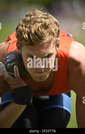 Kevin Mayer (fra) compete sul Decathlon durante i Campionati di Atletica Francese Elite, ad Angers, Francia, il 24-26 giugno 2016 - Foto Stephane Kempinaire / KMSP / DPPI Foto Stock