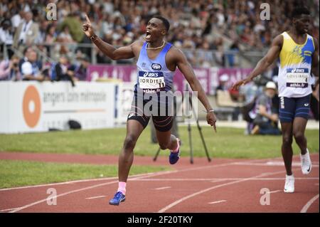 Thomas Jorder (fra) compete e vince la finale maschile di 400 m durante il Campionato Francese di Atletica Elite, ad Angers, Francia, il 24-26 giugno 2016 - Foto Stephane Kempinaire / KMSP / DPPI Foto Stock