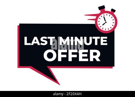 Promozione last minute o vendita al dettaglio. Conto alla rovescia dell'offerta last minute. Modello banner Illustrazione Vettoriale