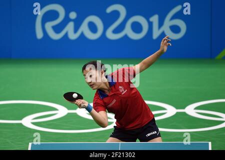 La Francia Xue li compete durante i Giochi Olimpici RIO 2016, Ping-pong, il 7 agosto 2016, a Rio, Brasile - Foto Philippe Millereau / KMSP / DPPI Foto Stock