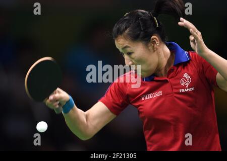 La Francia Xue li compete durante i Giochi Olimpici RIO 2016, Ping-pong, il 7 agosto 2016, a Rio, Brasile - Foto Philippe Millereau / KMSP / DPPI Foto Stock