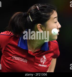 La Francia Xue li compete durante i Giochi Olimpici RIO 2016, Ping-pong, il 7 agosto 2016, a Rio, Brasile - Foto Philippe Millereau / KMSP / DPPI Foto Stock