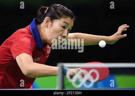 La Francia Xue li compete durante i Giochi Olimpici RIO 2016, Ping-pong, il 7 agosto 2016, a Rio, Brasile - Foto Philippe Millereau / KMSP / DPPI Foto Stock