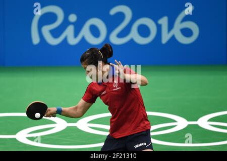 La Francia Xue li compete durante i Giochi Olimpici RIO 2016, Ping-pong, il 7 agosto 2016, a Rio, Brasile - Foto Philippe Millereau / KMSP / DPPI Foto Stock