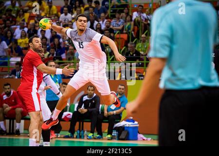 Mathieu Grebille durante i Giochi Olimpici RIO 2016, Handball Men, Francia contro Tunisia, il 7 agosto 2016, In Rio, Brasile - Foto Vincent Curutchet / KMSP / DPPI Foto Stock