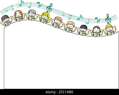 Vector Vector illustrazione cartoon angelo sfondo cornice Illustrazione Vettoriale