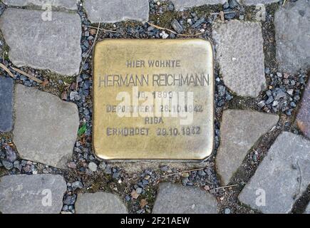 Pietra d'inciampo di Herman Reichmann a Berlino Foto Stock