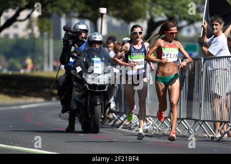 Christelle Daunay in Francia compete nella Maratona delle donne di atletica durante i Giochi Olimpici RIO 2016, Atletica, il 14 agosto 2016, a Rio, Brasile - Foto Jean-Marie Hervio / KMSP / DPPI Foto Stock