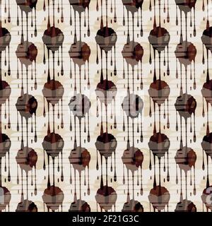 Gocciolamento vettore cioccolato senza cuciture motivo griglia sfondo. Sfondo bianco crema marrone di gocce di fusione sovrapposte di ganache. Consistenza dolce fusa Illustrazione Vettoriale