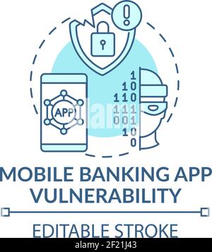 Icona del concetto di vulnerabilità dell'app mobile banking Illustrazione Vettoriale