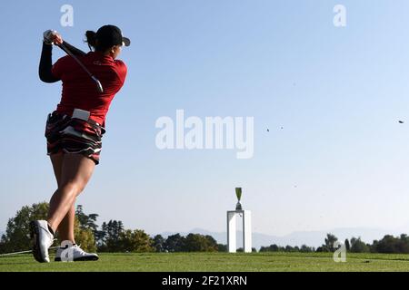 La Thailandia Ariya Jutanugarn compete durante il Rolex Pro-Am del LPGA Evian Championship 2016, giorno 3, all'Evian Resort Golf Club, a Evian-Les-Bains, Francia, il 14 settembre 2016. Foto Philippe Millereau / KMSP / DPPI Foto Stock