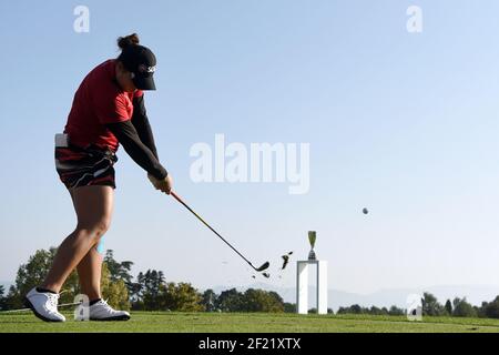 La Thailandia Ariya Jutanugarn compete durante il Rolex Pro-Am del LPGA Evian Championship 2016, giorno 3, all'Evian Resort Golf Club, a Evian-Les-Bains, Francia, il 14 settembre 2016. Foto Philippe Millereau / KMSP / DPPI Foto Stock