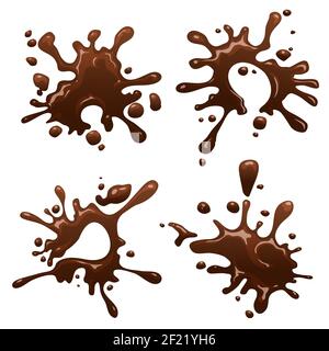 Set di gocce di cioccolato e blot. Dolce e macchia e forma. Illustrazione vettoriale Illustrazione Vettoriale