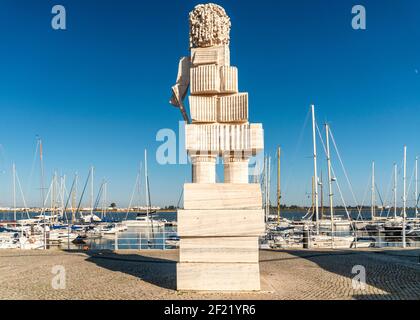 Statua del marchese di Pombal situato nel porto turistico di Vila Real de Santo Antonio, Algarve, Portogallo Foto Stock