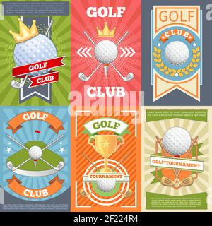 Poster golf club. Concorso banner, gioco e torneo, illustrazione vettoriale Illustrazione Vettoriale