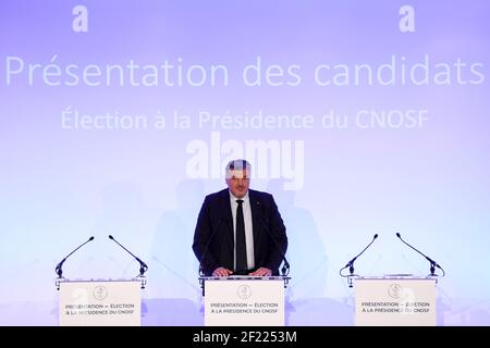 David Douillet durante l'introduzione dei candidati alla Presidenza del NOC France (Comitato Olimpico Nazionale), a Parigi, il 25 aprile 2017, Francia - Foto Philippe Millereau / KMSP / DPPI Foto Stock