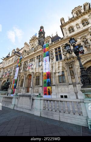 Municipio di Parigi durante la campagna di promozione Parigi 2024, a Parigi, il 12 maggio 2017 - Foto Philippe Millereau / KMSP / DPPI Foto Stock