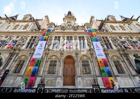 Municipio di Parigi durante la campagna di promozione Parigi 2024, a Parigi, il 12 maggio 2017 - Foto Philippe Millereau / KMSP / DPPI Foto Stock