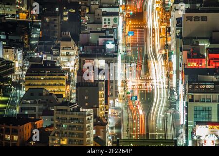 Vista notturna di Yokohama vista dalla Landmark Tower Foto Stock