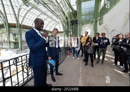 Pascal Gentil, Brice Guyart durante la visita di Parigi 2024 siti (Grand Palais) in media bus durante il 3° giorno della commissione di valutazione del CIO per visitare Parigi, a Parigi, il 15 maggio 2017 - Foto Jean-Marie Hervio / KMSP / DPPI Foto Stock