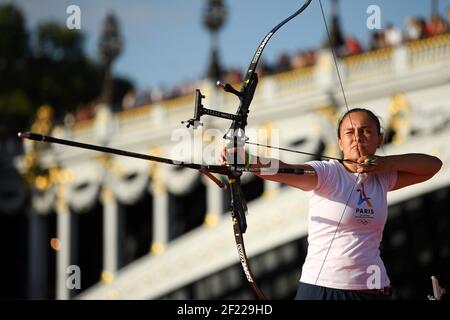 Tiro con l'arco durante le Olimpiadi per la candidatura di Parigi 2024, a Parigi, Francia, il 23 giugno 2017 - Foto Philippe Millereau / KMSP / DPPI Foto Stock