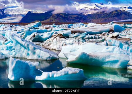 La laguna Jokulsaurloun a Skaftafell Foto Stock