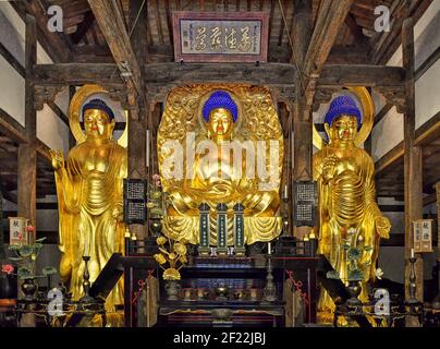 Shōfukuji fu il primo tempio Zen costruito in Giappone. Fu fondata nel 1195 dal sacerdote Eisai, che introdusse il Buddismo Zen dalla Cina a Fukuoka Foto Stock