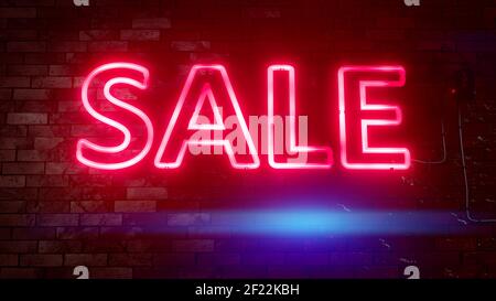 Cartello di vendita al neon Light Foto Stock