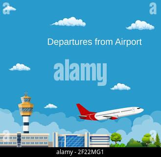 L'aereo decolli dall'aeroporto , Illustrazione Vettoriale