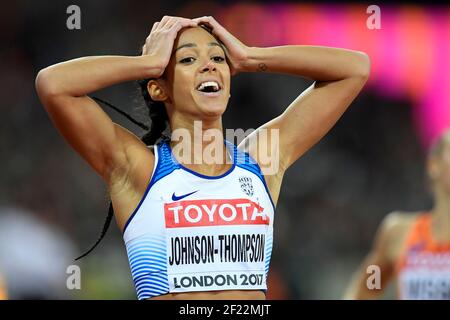 Katarina Johnson-Thompson (GBR) compete in Heptathlon durante i Campionati del mondo di atletica 2017, allo Stadio Olimpico, a Londra, Regno Unito, giorno 2, Il 5 agosto 2017 - Foto Julien Crosnier / KMSP / DPPI Foto Stock