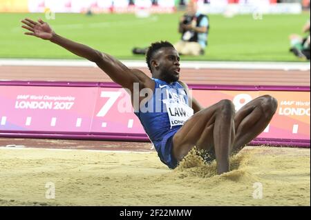 Jarion Lawson (USA) compete e vince la medaglia d'argento alla finale di Long Jump Men durante i Campionati del mondo di atletica 2017, allo Stadio Olimpico, a Londra, Regno Unito, Day 2, Il 5 agosto 2017 - Foto Stéphane Kempinaire / KMSP / DPPI Foto Stock