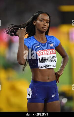 Dalilah Muhammad (USA) compete e vince la medaglia d'argento alla finale femminile di 400 m Hurdles durante i Campionati del mondo di atletica 2017, allo Stadio Olimpico, a Londra, Regno Unito, giorno 7, Il 10 agosto 2017 - Foto Stéphane Kempinaire / KMSP / DPPI Foto Stock